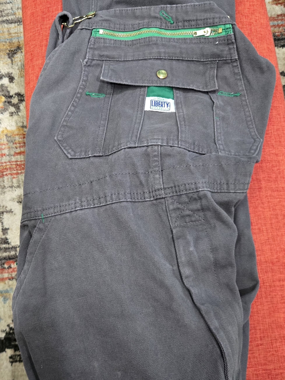 Liberty Men's Charcoal Cargo Pants with Green Accents